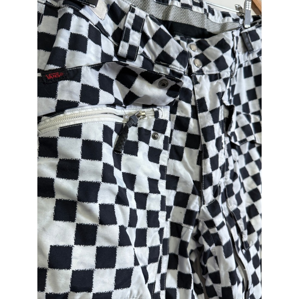 Vans Mens Y2K Checkerboard Snowboard Pants Black White Cargo Insulated L Flawed - Picture 3 of 9